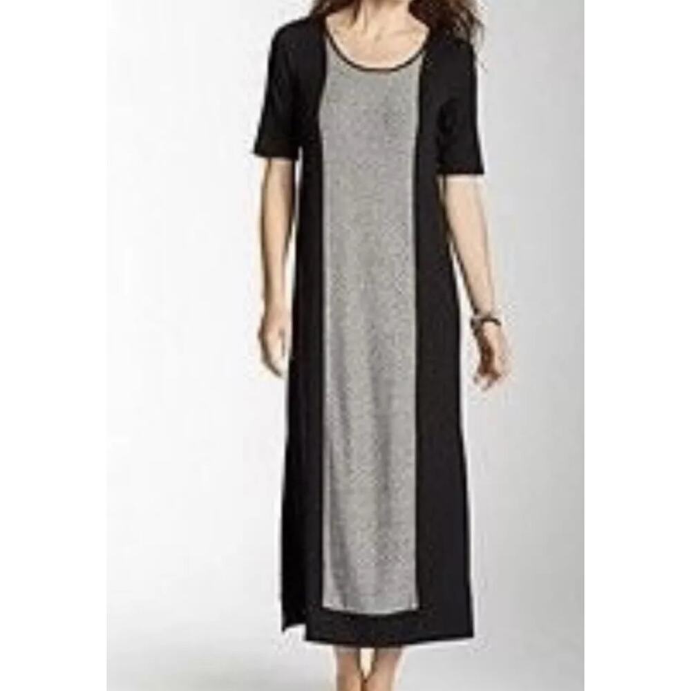 J. Jill Wearever Ponte Front Colorblock Maxi Dress Size M Medium Gray Black - Picture 8 of 8